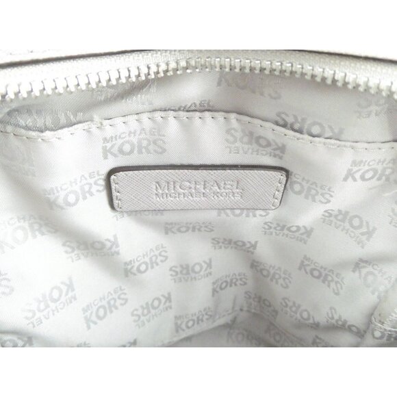 Michael Kors Abbey Gray Silver Perforated Leather Mini Backpack - Picture 12 of 16